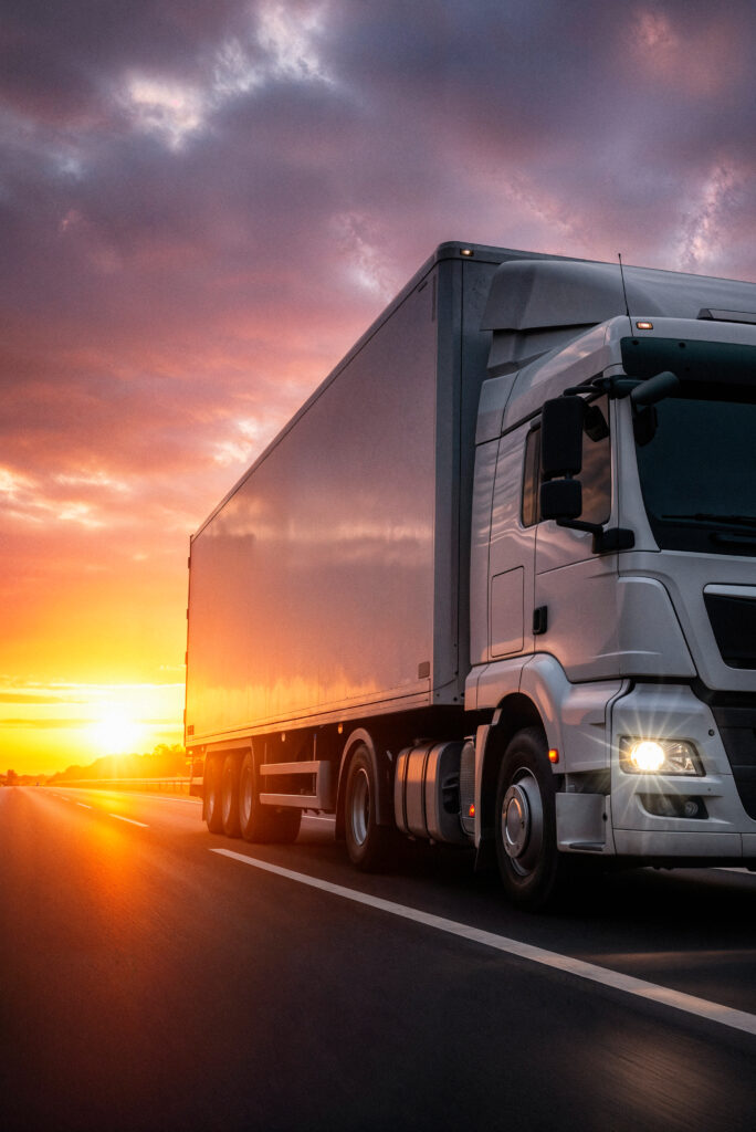 semi truck highway sunset 1