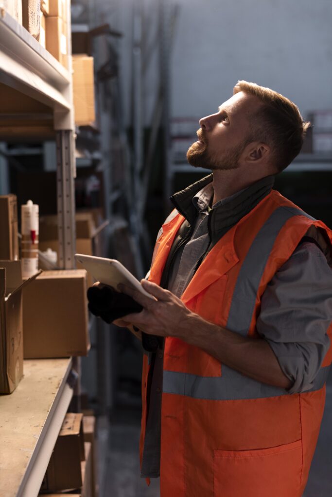 young man working warehouse